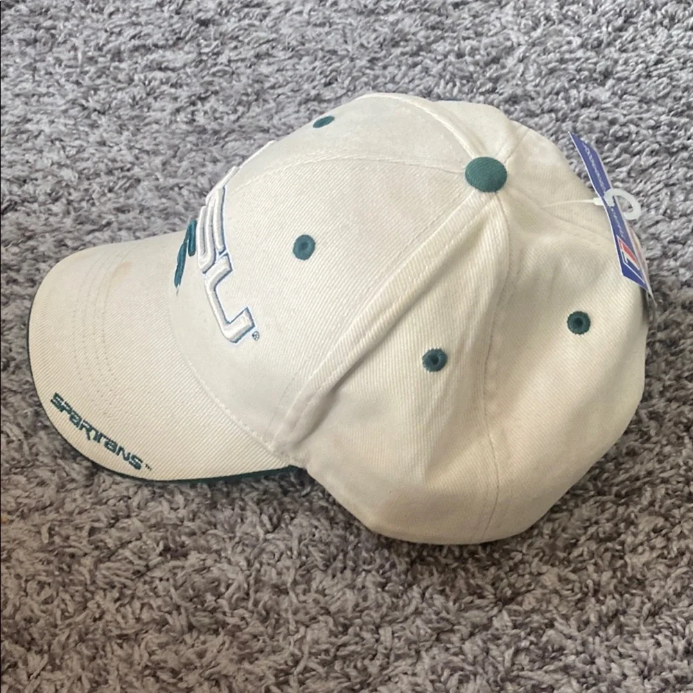 Michigan State Spartans MSU Cream and Green Cap